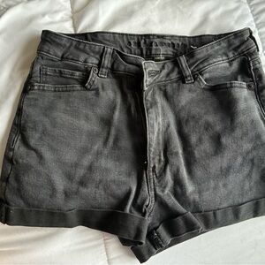 American Eagle Outfitters Black Roll-Cuff Jean Shorts